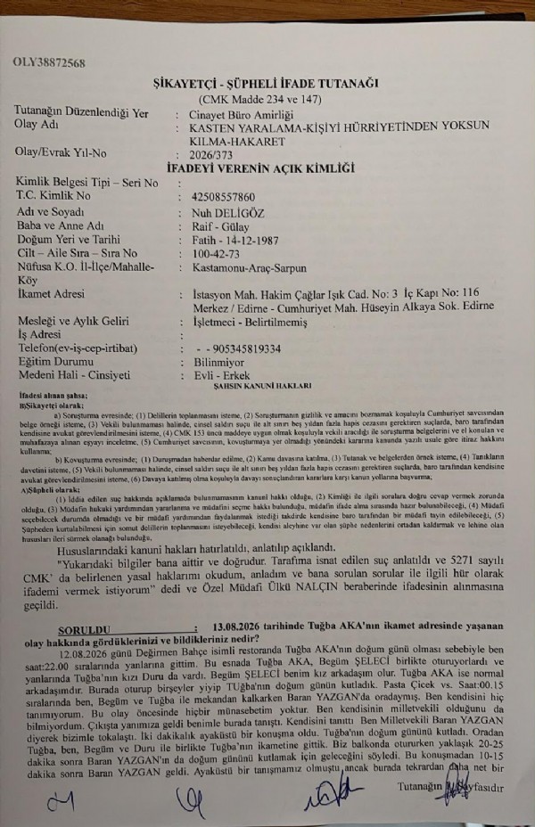 CHP MİLLETVEKİ YAZGAN'IN EVİNDEKİ DOĞUM GÜNÜ KUTLAMASI KAVGAYLA BİTTİ! DARP EDİLEN  VEKİL HAKKINDA CİNSEL TACİZ İDDİASI!'